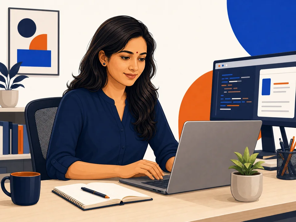 Illustration representing Sai Pothuri working on software
